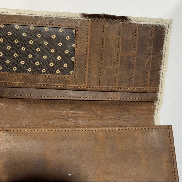Lot Of 4 Women Western Style Cowhide Leather Clutch Hair On Leather Wallet -New - Picture 4 of 15
